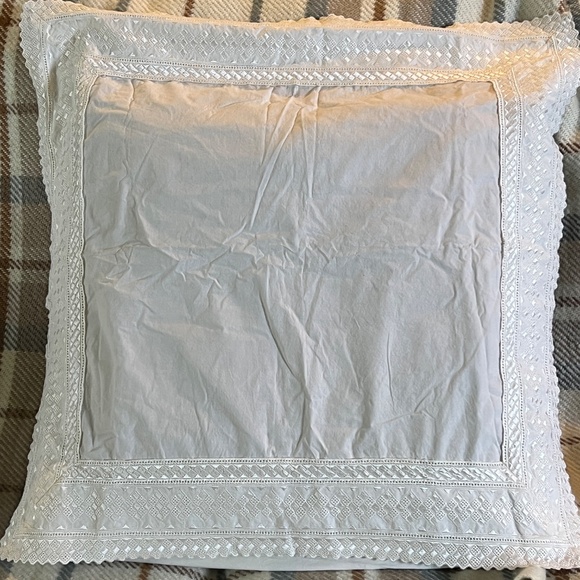 VINTAGE Pillow Sham 28" Wide Embroidered Lace Vintage 100% Cotton Cream - Picture 4 of 5